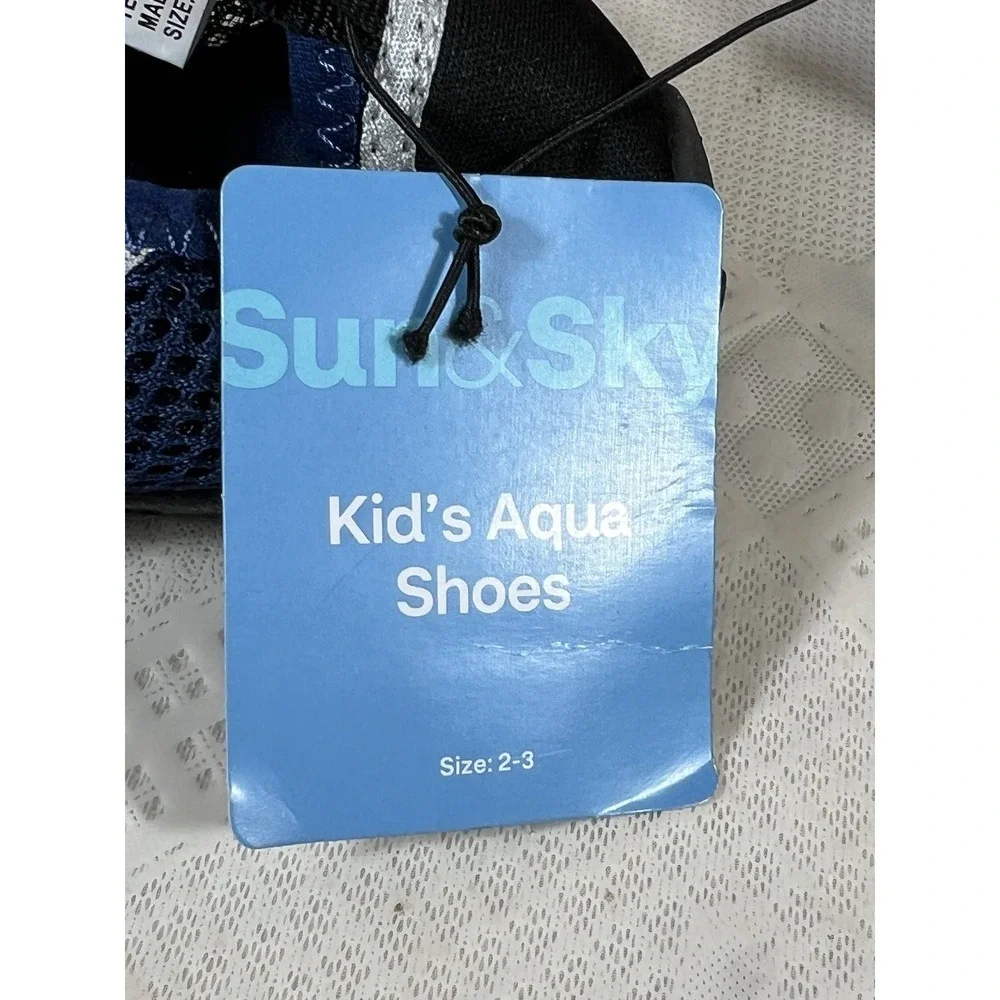 sun &sky kids aqua shoes size 2-3 Blue Black‎
